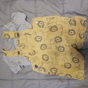 Carter's Brown Baby Boys 2-Piece Tee and Lion Shortalls Set